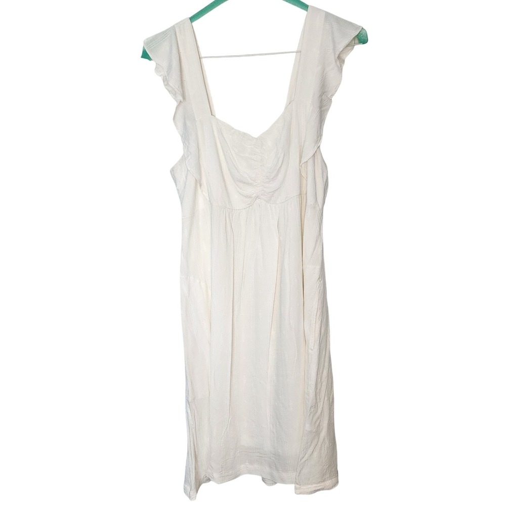 Soma WKND Dress XL White Ruffle Sleeves Smocked Casual Summer Sun Sundress